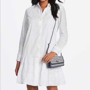Draper James Striped Eyelet Flounce Shirtdress